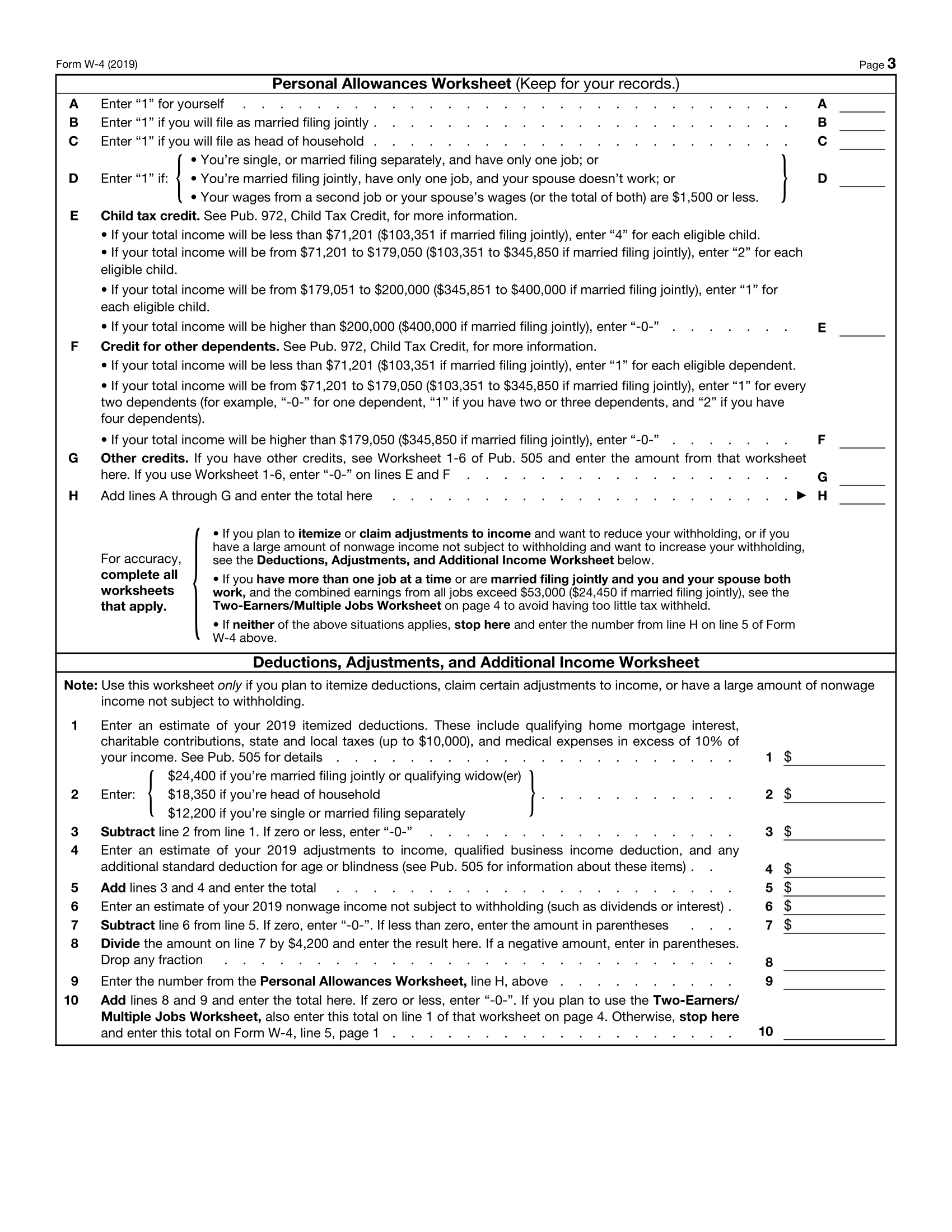 Form W-4 Page 3