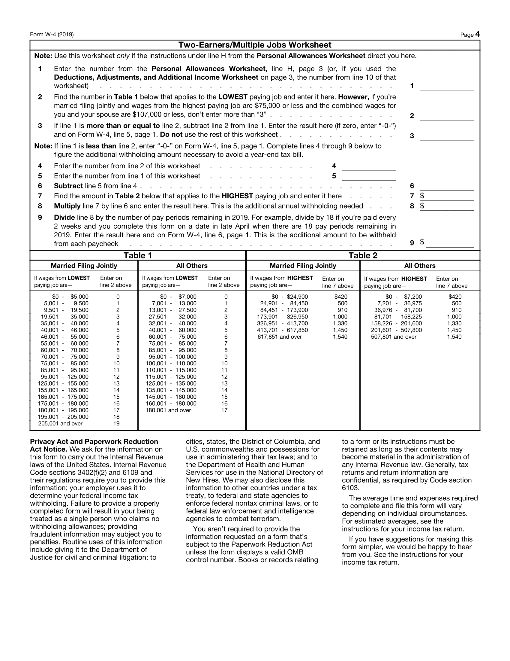Form W-4 Page 4
